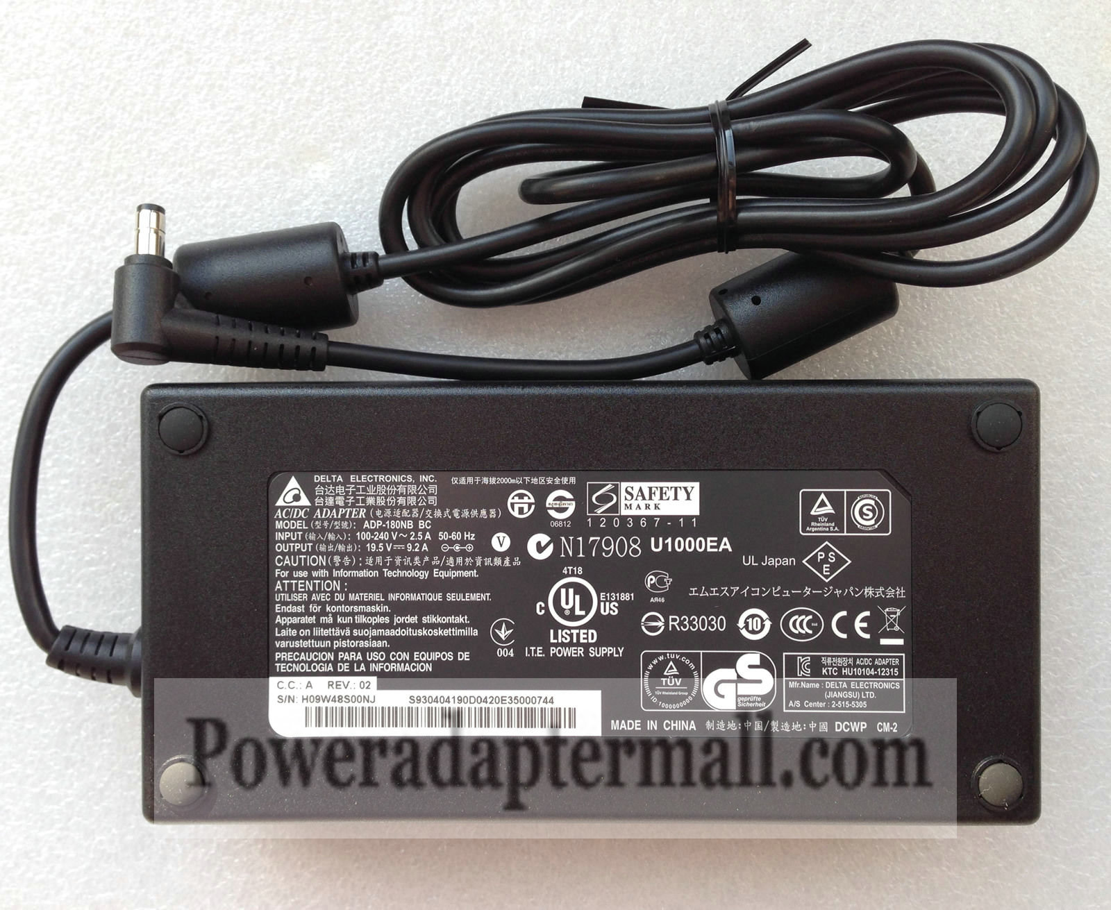 Original MSI WT60 2OK-1030UK ADP-180NB BC 180W AC Adapter Original MSI WT60 2OK-1030UK ADP-180NB BC 180W AC Adapter